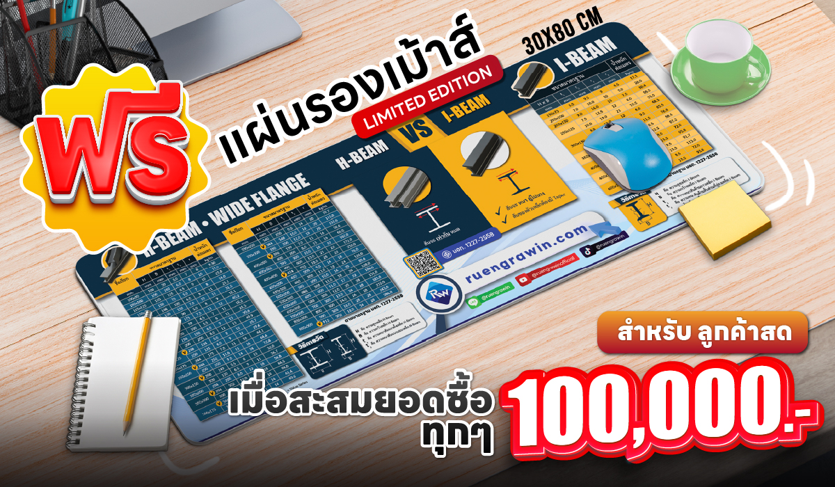 ฟรี แผ่นรองเม้าท์ สำหรับลูกค้าสด เมื่อสะสมยอดซื้อทุก ๆ 100,000.-